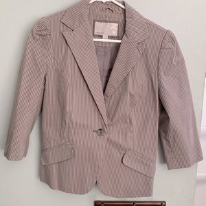 Old Navy Gray/Brown/Taupe Striped Blazer. 3/4 length Sleeve.